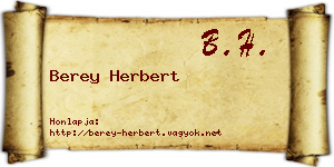 Berey Herbert névjegykártya